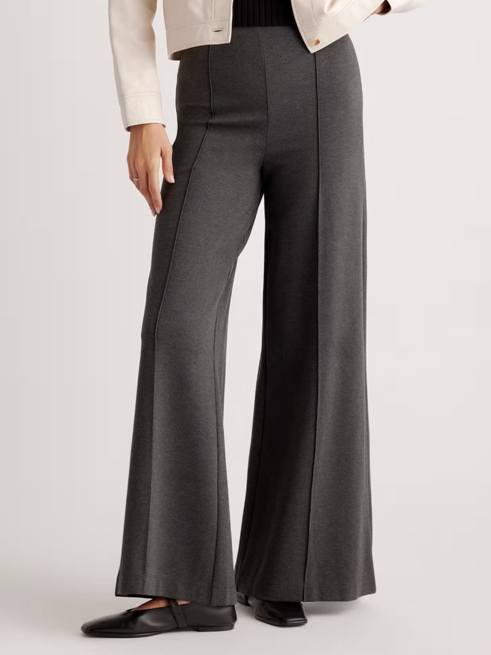 Quince Ultra-Stretch Ponte Super Wide Leg Pants charcoal medium